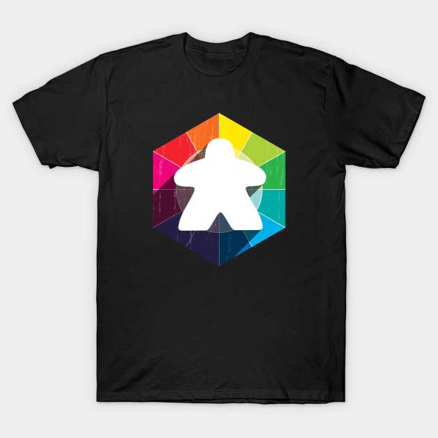 Hexagon Meeple Full Spectrum T-Shirt by east coast meeple